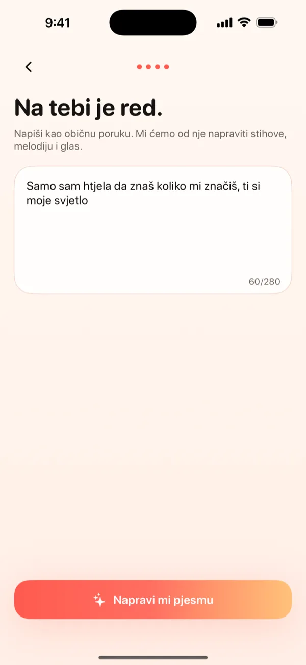 DroppaPop ekran za stvaranje s upisanom porukom za godišnjicu i odabranim Pop ugođajem.
