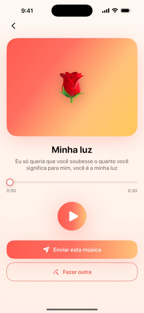 Tela Preview do DroppaPop mostrando a música pronta com o botão de play e o CTA Enviar esta música.