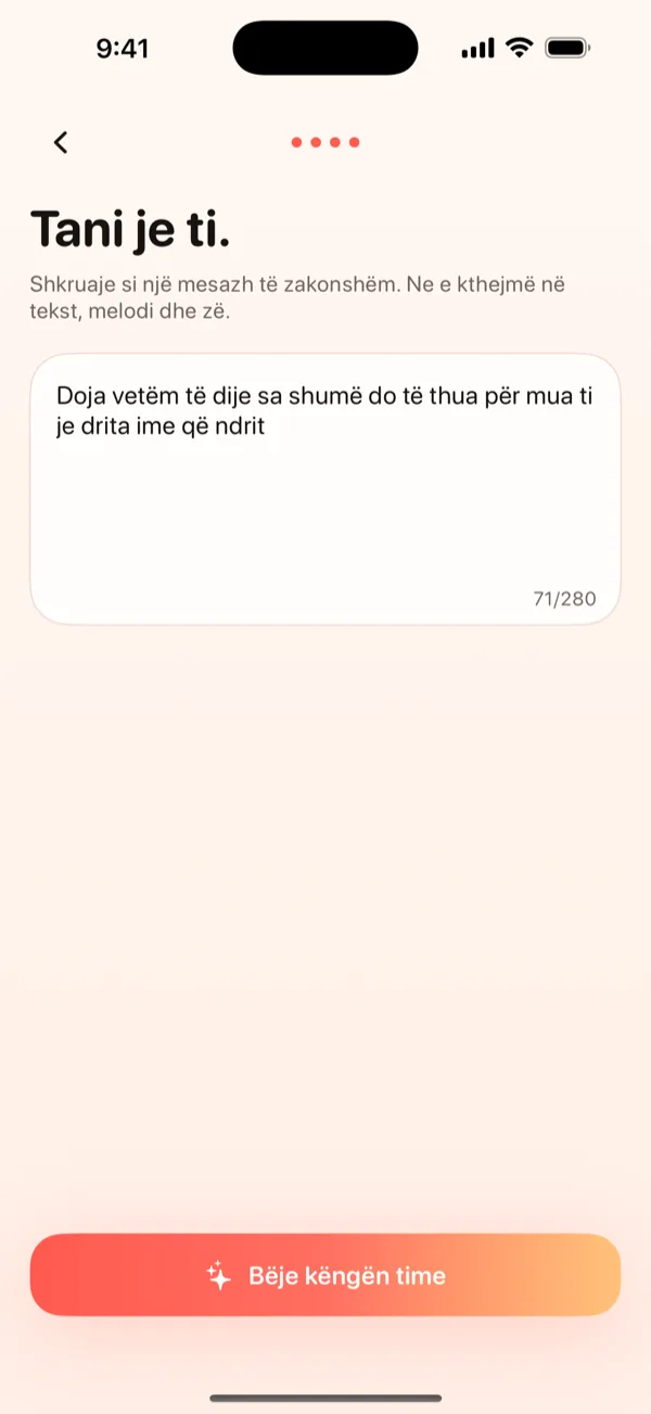 Ekrani Krijo i DroppaPop që tregon një mesazh përvjetori të shkruar dhe vibe-in Pop të zgjedhur.